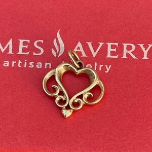 James Avery 14k yellow gold heart scroll charm pendant